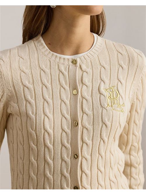 Cardigan in cotone a trecce LAUREN RALPH LAUREN | RALHAN-LONG SLEEVE-CARDIGAN.MASCARPONE CREAM